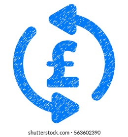 Refresh Pound Price grainy textured icon for overlay watermark stamps. Flat symbol with dirty texture. Dotted vector blue ink rubber seal stamp with grunge design on a white background.