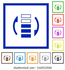 Refresh rate flat color icons in square frames on white background