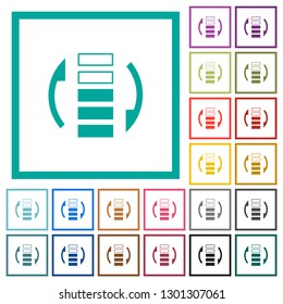 Refresh rate flat color icons with quadrant frames on white background