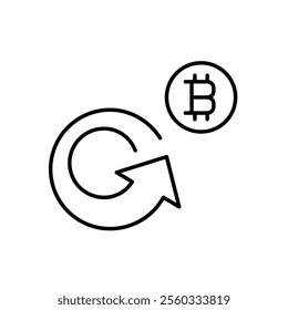 Refresh recycle arrow and bitcoin. Instant balance update, account synchronization. Pixel perfect, editable stroke icon
