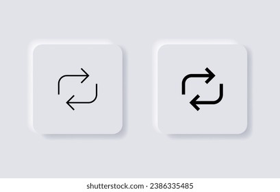 Refresh recycle icon with two arrows sign, sync repeat and reload arrow icons set convert Update icon button. Circular arrows rotation signs. neumorphism buttons. neumorphic style
