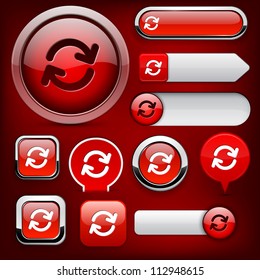 Refresh red design elements for website or app. Vector eps10.