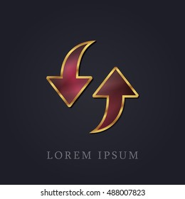Refresh Red Ruby with Golden Frame Precious Jewellery Icon / Logo Design