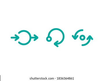 refresh, reload, consistency icons. blue round rotation arrows and circle isolated on white. Exchange icons set. Flat process icon. Good for web and software interfaces.  Cyclical process. 