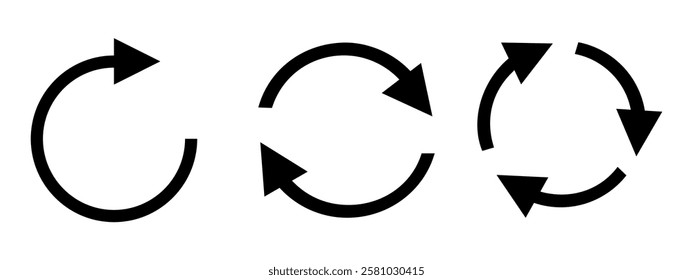 Refresh, Reload, Redo, Cyclic rotation icons set. Flat style symbol vector illustration isolated design.