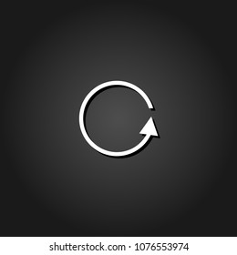 Refresh reload rotation loop icon flat. Simple White pictogram on black background with shadow. Vector illustration symbol
