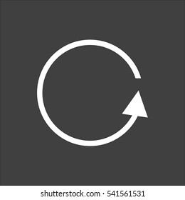 Refresh reload rotation loop icon flat. Vector white illustration isolated on black background. Flat symbol