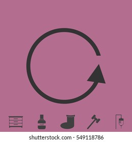 Refresh reload rotation loop icon flat. Simple vector grey pictogram and bonus symbol