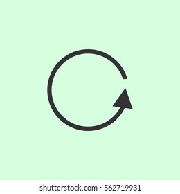 Refresh reload rotation loop icon flat. Grey vector symbol on green background