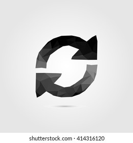  Refresh, Reload, Rotation loop sign. Low Poly design
