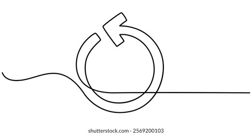 Refresh or Reload symbol vector icon in line style design for website design, app, UI, isolated on white background. Editable stroke. Vector illustration, continuous one line drawing, Multipurpose.