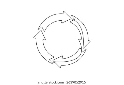Refresh or Reload symbol vector icon in line style design for website design, app, UI, continuous line drawing arrow icon. Premium vector illustration. Ecology concept Vector illustration. 