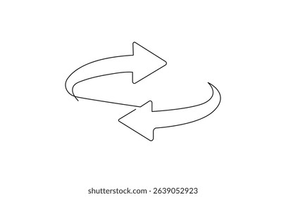 Refresh or Reload symbol vector icon in line style design for website design, app, UI, continuous line drawing arrow icon. Premium vector illustration. Ecology concept Vector illustration. 