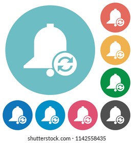 Refresh reminder flat white icons on round color backgrounds