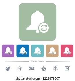 Refresh reminder white flat icons on color rounded square backgrounds. 6 bonus icons included