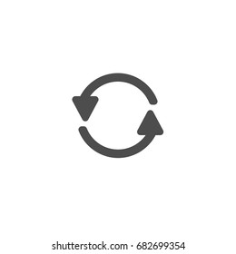 refresh or repeat icon . Two black opposite round arrows isolated on white. Flat icon. Exchange icon. Good for web and software interfaces.  Flip flop pictogram.