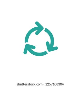 refresh or repeat icon . Two blue opposite round arrows isolated on white. Flat icon. Exchange icon. 