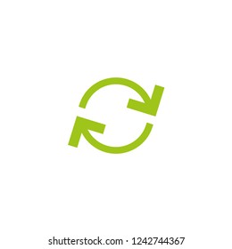 refresh or repeat icon . Two green opposite squared arrows isolated on white. Flat icon. Exchange, connection, recycle icon. Good for web and software interfaces.  Flip flop pictogram.