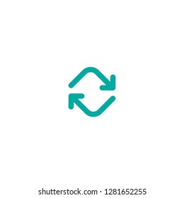 refresh, repeat, process icon . Two blue opposite  arrows isolated on white. Flat icon. Exchange icon. Good for web and software interfaces.  Flip flop pictogram.
