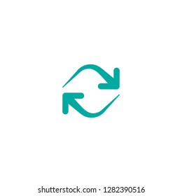 refresh, repeat, process icon . Two blue opposite  arrows isolated on white. 