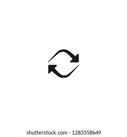refresh, repeat, process icon . Two black opposite  arrows isolated on white. Flat icon. Exchange icon. Good for web and software interfaces.  Flip flop pictogram.