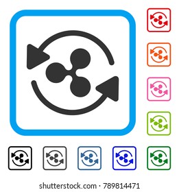 Refresh Ripple icon. Flat grey iconic symbol inside a blue rounded square. Black, gray, green, blue, red, orange color versions of Refresh Ripple vector. Designed for web and app interfaces.