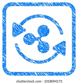Refresh Ripple rubber seal stamp watermark. Icon vector symbol with grunge design and unclean texture in rounded square. Scratched blue sign on a white background.
