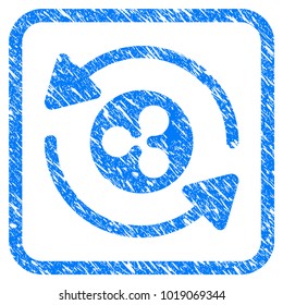 Refresh Ripple rubber seal stamp watermark. Icon vector symbol with grunge design and unclean texture inside rounded square. Scratched blue sign on a white background.