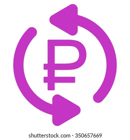 Refresh Rouble Balance vector icon. Style is flat symbol, violet color, rounded angles, white background.