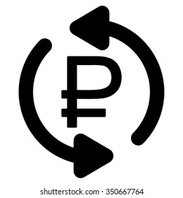 Refresh Rouble Balance vector icon. Style is flat symbol, black color, rounded angles, white background.