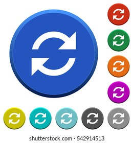 Refresh round color beveled buttons with smooth surfaces and flat white icons