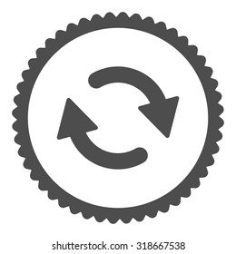 Refresh round stamp icon. This flat vector symbol is drawn with gray color on a white background.