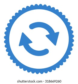 Refresh round stamp icon. This flat vector symbol is drawn with cobalt color on a white background.