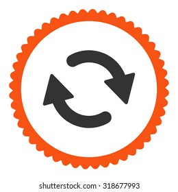 Refresh round stamp icon. This flat vector symbol is drawn with orange and gray colors on a white background.