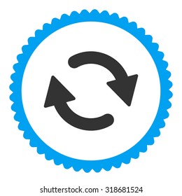 Refresh round stamp icon. This flat vector symbol is drawn with blue and gray colors on a white background.