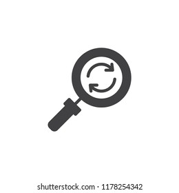 Refresh search vector icon. filled flat sign for mobile concept and web design. magnifying glass with reload arrows simple solid icon. Symbol, logo illustration. Pixel perfect vector graphics