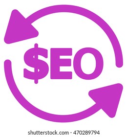 Refresh Seo icon. Vector style is flat iconic symbol with rounded angles, violet color, white background.