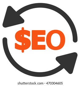 Refresh Seo icon. Vector style is bicolor flat iconic symbol with rounded angles, orange and gray colors, white background.
