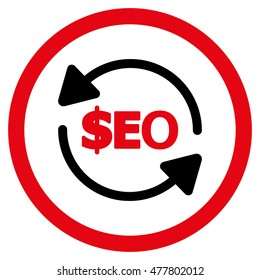 Refresh Seo rounded icon. Vector illustration style is flat iconic bicolor symbol, intensive red and black colors, white background.