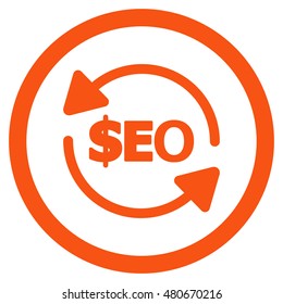 Refresh Seo rounded icon. Vector illustration style is flat iconic symbol, orange color, white background.