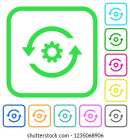 Refresh settings vivid colored flat icons in curved borders on white background
