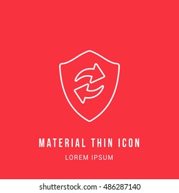 Refresh Shield Bright red material designed line thin flat icon / logo