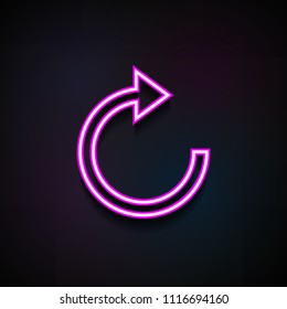 refresh sign icon. Element of Minimalistic  icons for mobile concept and web apps. Neon refresh sign icon can be used for web and mobile on dark gradient background