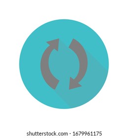 Refresh sign long shadow icon. Simple glyph, flat vector of web icons for ui and ux, website or mobile application