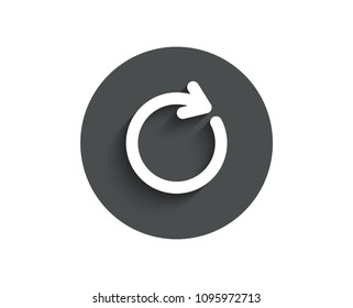 Refresh simple icon. Rotation arrow sign. Reset or Reload symbol. Circle flat button with shadow. Vector