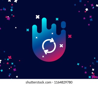 Refresh simple icon. Rotation arrow sign. Reset or Reload symbol. Cool banner with icon. Abstract shape with gradient. Vector