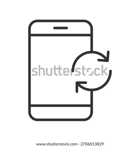 Refresh smartphone icon in line design. refresh, sync, reload, update phone, smartphone process, rotation symbol, mobile device, interface action on white background vector. Refresh smartphone