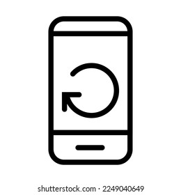 Refresh smartphone icon line isolated on white background. Black flat thin icon on modern outline style. Linear symbol and editable stroke. Simple and pixel perfect stroke vector illustration.