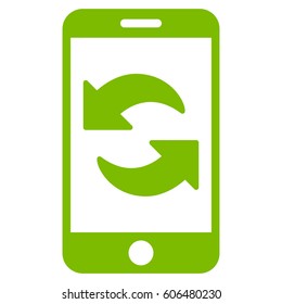 Refresh Smartphone vector icon. Flat eco green symbol. Pictogram is isolated on a white background. Designed for web and software interfaces.