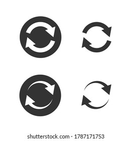 Refresh solid icon set. Rotation arrows vector illustration isolated on white. Recycle arrows glyph style design